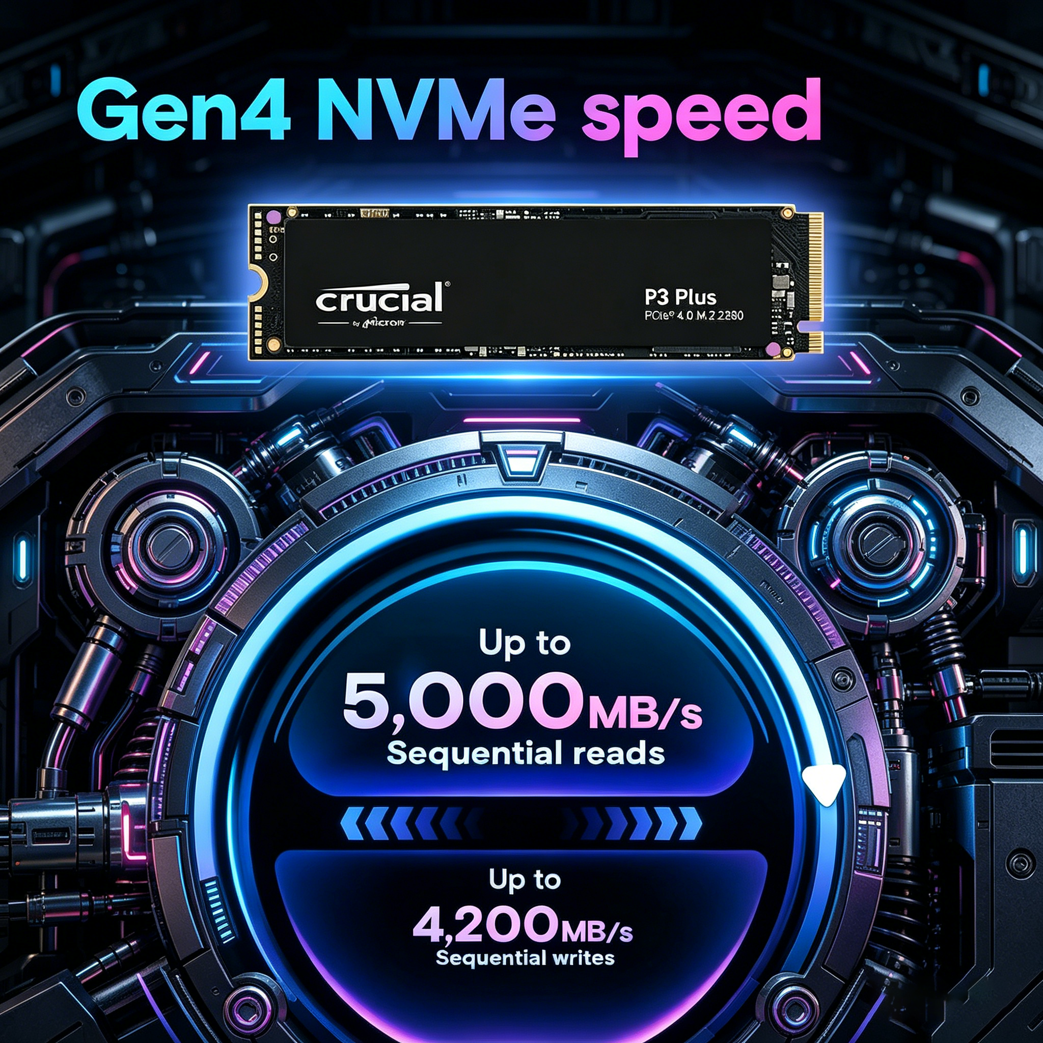 Crucial P3 PCIe 4.0 3D NAND NVMe M.2 SSD up to 5000MB/s