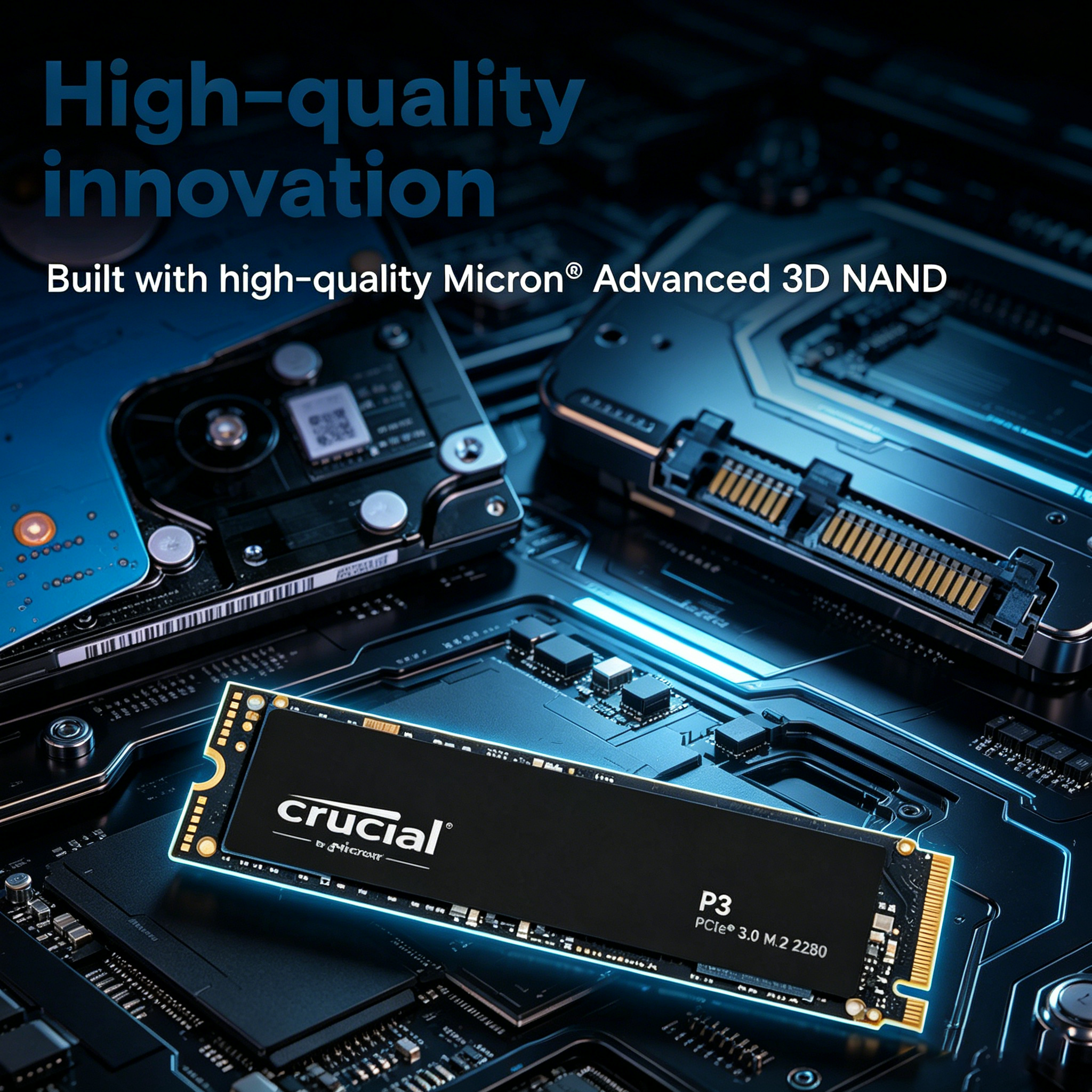 Crucial P3 PCIe 4.0 3D NAND NVMe M.2 SSD up to 5000MB/s