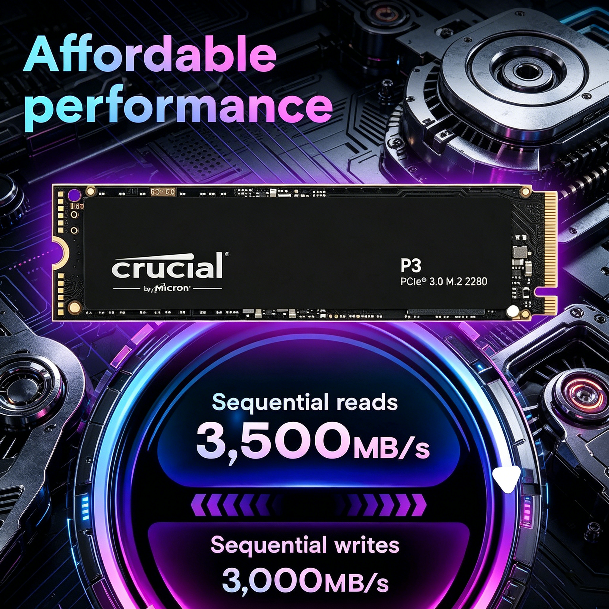 Crucial P3 PCIe 4.0 3D NAND NVMe M.2 SSD up to 5000MB/s
